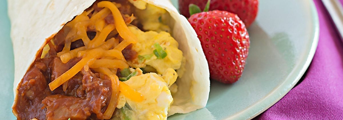 breakfast burrito with strawberries