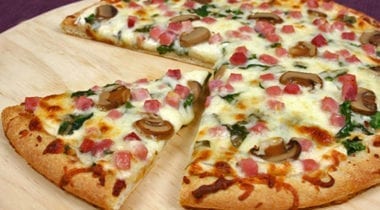 diced ham and mushroom pizza