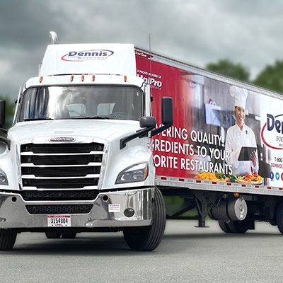 delivery truck in a New England town