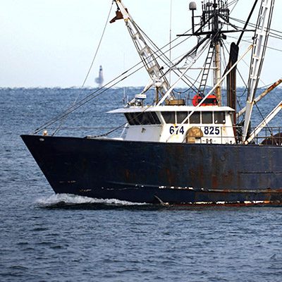 lobster boat unloading at a dock