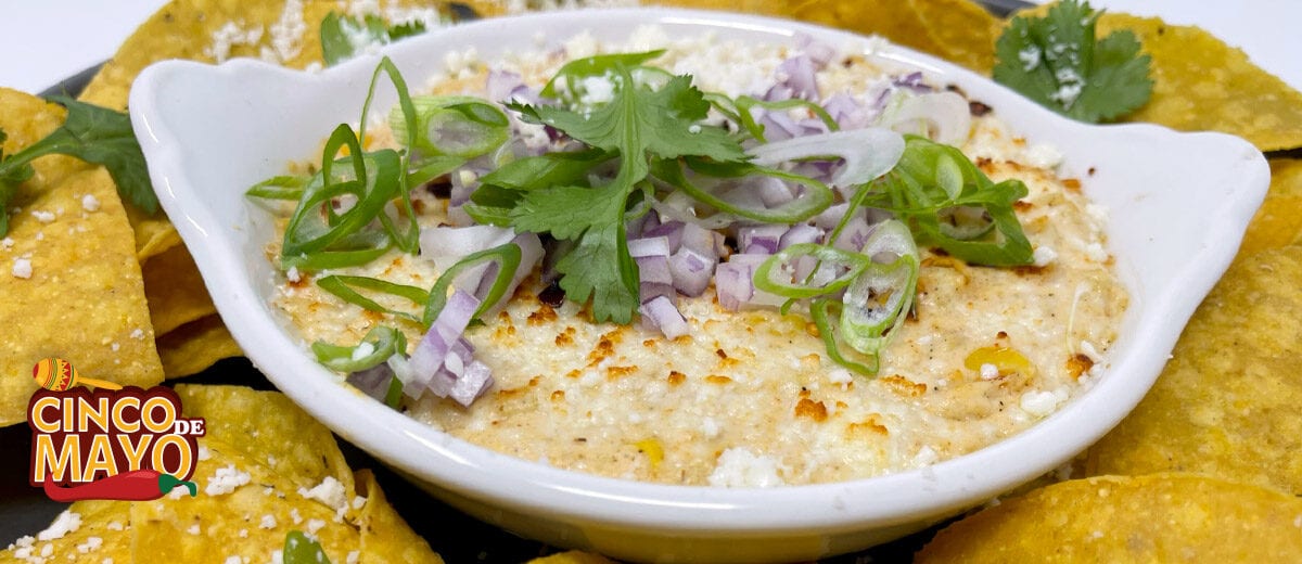 corn dip with yellow corn tortilla chips