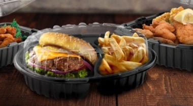 anchor take out containers with burger and fries