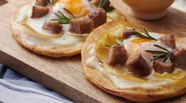 sausage, egg and cheese on naan