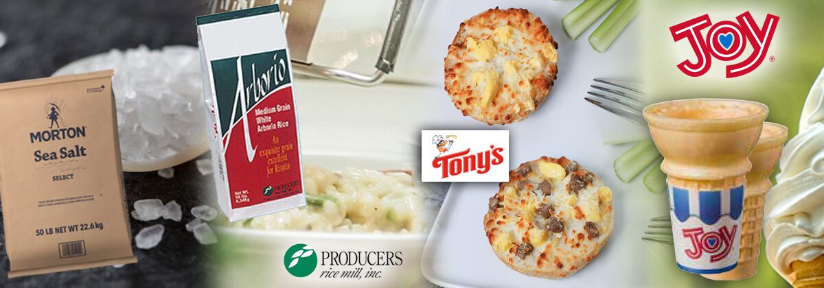 morton's sea salt, producers arborio rice, tony's breakfast bagels, joy jacketed cake cone