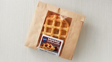 sausage egg and cheese stuffed waffle