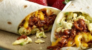 southwest burrito with eggs and beef