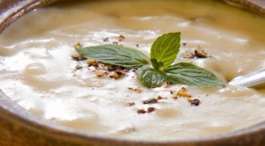 cream soup topped with garnish