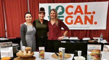 women at food booth